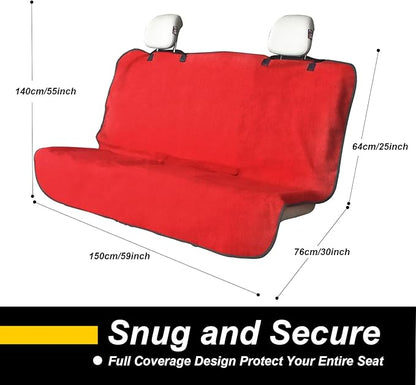 Back Seat Cover for Car Trucks Van SUV,Waterproof Rear Bench Towel Seat Covers for Dogs and Kids,Automotive Backseat Protector (Red)