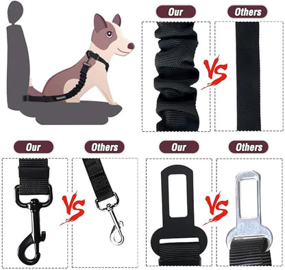 COOYOO Dog Seat Belt,3 Piece Set Retractable Dog Car Adjustable Seatbelts for Vehicle Nylon Pet Safety Heavy Duty &amp; Elastic &amp; Durable Car Harness for Dogs