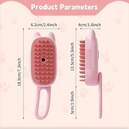 4 in 1 Cat Steam Brush Rechargeable pet spray comb Steam Brush for Cats and Dogs, Massage, Cleaning, Shedding &amp; Combing Multifunctional Hair Removal Anti Static Grooming Tool for home (Pink)