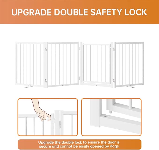Full Metal Freestanding Dog Gate with Door, 24&