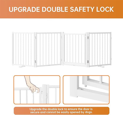 Full Metal Freestanding Dog Gate with Door, 24&