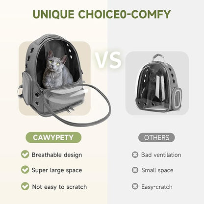 Cat Backpack Carrier, Breathable Cat Carrier Large Space Bubble Pet Backpack for Kitty Small Dog up to 12lbs, Transparent &amp; Foldable Pet Carrier for Travel Hiking