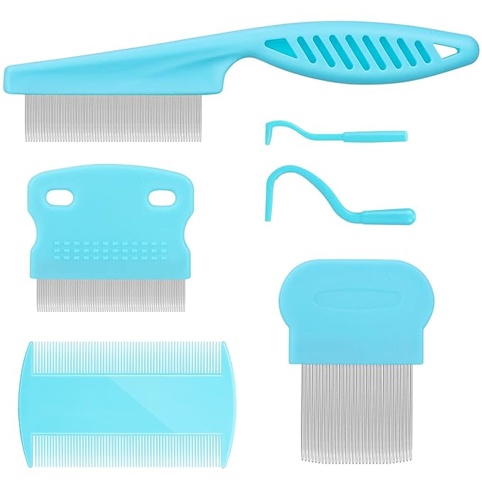 Cat &amp; Dog Grooming Set - Fine Tooth Comb for Removing Dandruff Flakes &amp; Hair (Blue)