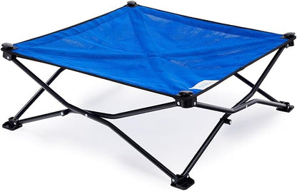Coolaroo On-The-Go Elevated Dog Bed - Foldable Pop-Up Travel Dog Bed with Breathable, Moisture-Resistant Fabric, Carry Bag Included, Lightweight &amp; Portable, Aquatic Blue, Medium