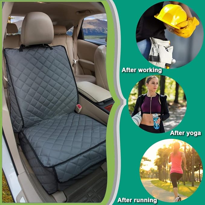 Waterproof Front Seat Cover Dog Car Seat Covers Nonslip and Full Protection with Side Flaps Fits Most Cars, Trucks, SUVs(Grey, 1Pack)