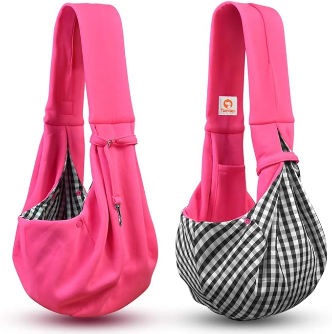 Tomkas Small Dog Sling Carrier - Classic Pocket &amp; Classic Strap - for 3-10 lbs Pets(Rosered)