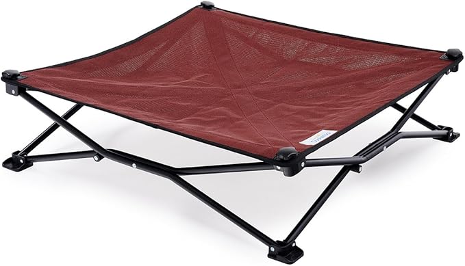 Coolaroo On-The-Go Elevated Dog Bed - Foldable Pop-Up Travel Dog Bed with Breathable, Moisture-Resistant Fabric, Carry Bag Included, Lightweight &amp; Portable, Brick, Medium