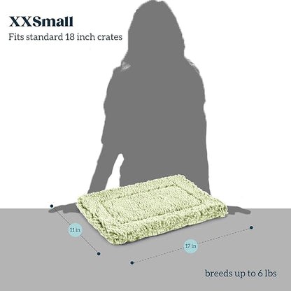 Stoutwool Indestructible Dog Bed - Fluffy Chew Proof Dog Crate Pad - Tough Kennel Pad for Aggressive Chewers - Washable, Ideal for Toy Breeds &amp; Fits 18-Inch Crate - 17"x11", Gleam