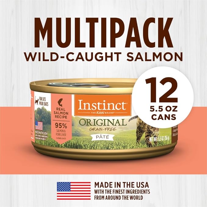 Instinct Original Grain Free Real Salmon Recipe Natural Wet Canned Cat Food by Nature&