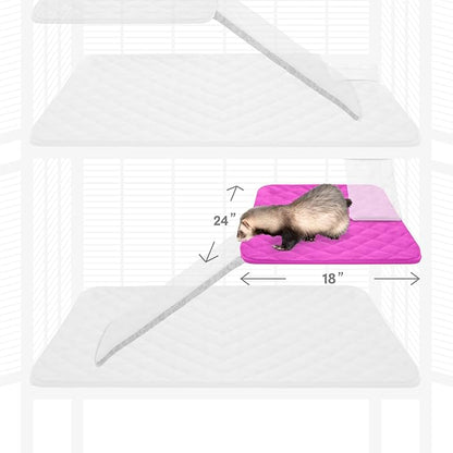 Paw Inspired Fitted Fleece Liner for Ferret Nation, Critter Nation Cage for Ferrets, Rats, Chinchillas, Hedgehogs &amp; Other Small Animals (Pink, Shelf Liner)