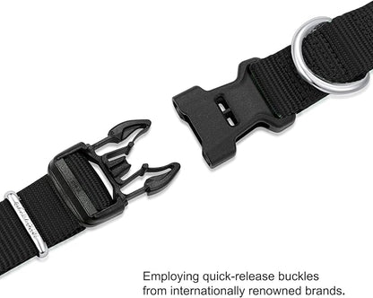 Mikivery Nylon Dog Collar with Quick Release Buckle Soft Adjustable Sturdy for Small Medium Large Dogs Black,L