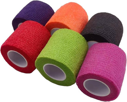 Self Adhesive Tape Wrap- 6 Rolls,Non-Woven Self Adherent Vet Wrap Tape,2in x 5Yard | Cohesive Bandage Tape for Wrist &amp; Ankle,Elastic Grip Cover (6Colors-6ROLLS)