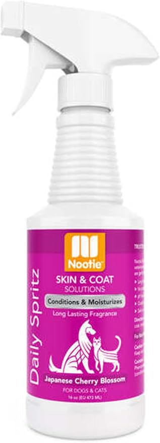 Nootie Daily Spritz Pet Conditioning Spray - Dog Conditioner for Sensitive Skin - No Parabens, Sulfates, Harsh Chemicals or Dyes - Revitalizes Dry Skin &amp; Coat, Japanese Cherry Blossom, 16 oz(473 ml)