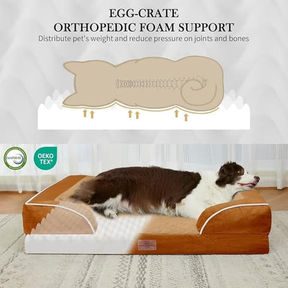 Comfort Expression Small Dog Beds Waterproof Orthopedic Foam Dog Sofa Beds for Medium Dogs Comfy Pet Bed with Washable Removable Cover &amp; Non-Slip Bottom(Small,Caramel)