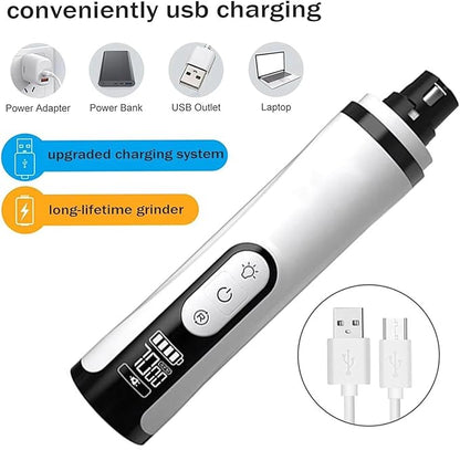 Upgrade Heusom Groom Pro Nail Grinder Cordless with LED Light &amp; 3 Speeds, Dog Cat Nail Trimmer 2000mAh Long-Lasting Battery for Thick Nails for Dogs and Cats (1 Pc+1 Head)