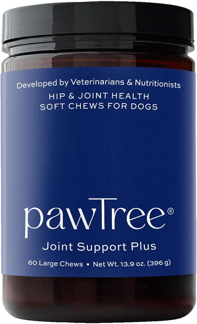 pawTree Joint &amp; Hip Support Supplement for Dogs with Glucosamine, Chondroitin, MSM, Tumeric &amp; Green Lipped Mussels - Vitamins, Supplements &amp; Health Essentials - All-Natural Mobility Soft Chews