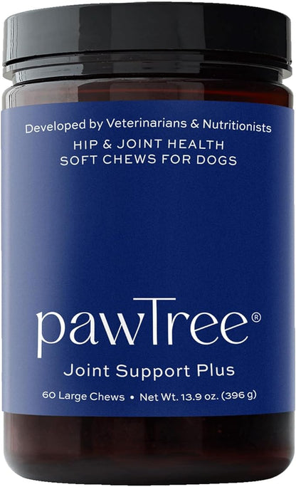 pawTree Joint &amp; Hip Support Supplement for Dogs with Glucosamine, Chondroitin, MSM, Tumeric &amp; Green Lipped Mussels - Vitamins, Supplements &amp; Health Essentials - All-Natural Mobility Soft Chews