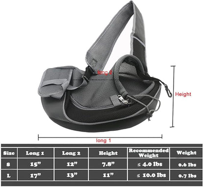 Pet Dog Sling Carrier, Breathable Mesh Portable Travel Safe Pet Sling Shoulder Bag Carrier with Adjustable Non-Slip Shoulder Strap for Small Dogs Cats Puppy (Large, Black)