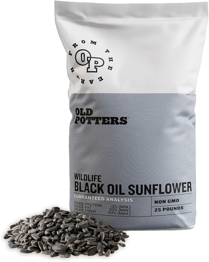 Wildlife Black Oil Sunflower Seeds for Birds and Wildlife, Non-GMO &amp; USA Grown on Small Farms (25 lbs)