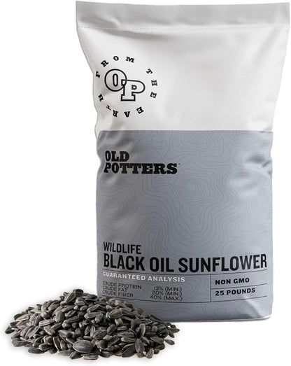 Wildlife Black Oil Sunflower Seeds for Birds and Wildlife, Non-GMO &amp; USA Grown on Small Farms (25 lbs)
