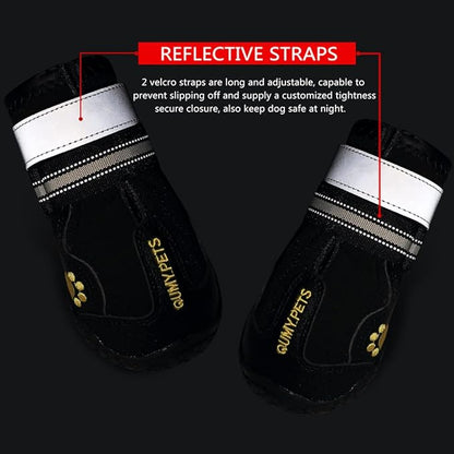 QUMY Dog Shoes for Large Dogs, Medium Dog Boots &amp; Paw Protectors for Winter Snowy Day, Summer Hot Pavement, Water-Resistant in Rainy Weather, Outdoor Walking, Indoor Hardfloors Skid-Resistant Sole