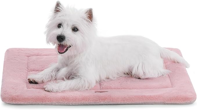 MADE 4 PETS Dog Crate Pad Bed for Small Dogs, Washable &amp; Reversible, Anti-Slip Kennel Mat for Cozy Sleeping, Soft Fluffy Dog Bed for Indoor &amp; Outdoor Use, 24"x18", Pink