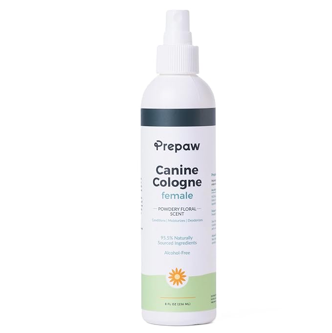 Natural Pet Cologne - Powdery Floral Scent, 3-in-1 Deodorizing, Conditioning &amp; Moisturizing Spray for Dogs &amp; Cats - Long Lasting. Daily Use, 8 fl oz (Female Pet)