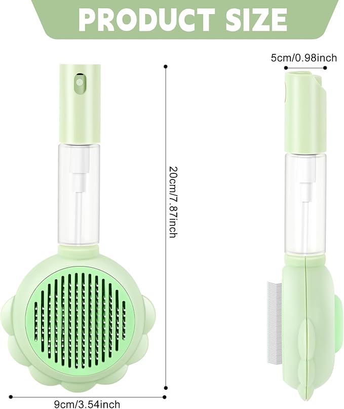 Cat Hair Brush for Shedding, 3-in-1 Pet Spray Hair Removal Comb with Visual Spray &amp; Release Button, Waterproof Dog Grooming Brush for Furry Pet