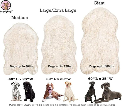 IHAPPYDOG Luxury Faux Fur Orthopedic Dog Bed, Memory Foam Dog Bed for Small, Medium, Large and XL Pets, Fluffy Pet Bed with Waterproof and Washable Cover (Brown, 50"x30")