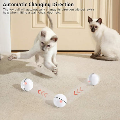 WWVVPET Interactive Cat Toys Ball with LED Light, 360 Degree Self Auto Rotating Smart Ball, USB Rechargeable Spinning Cat Ball Toy,Stimulate Hunting Instinct Kitten Funny Chaser Roller Pet Toy