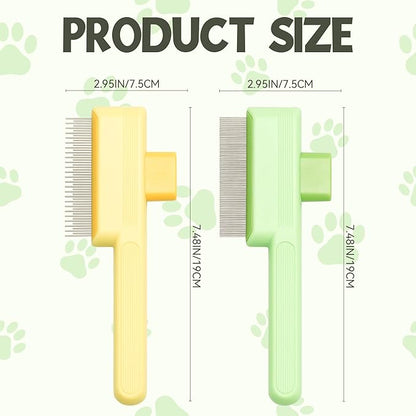 Flea Comb for Cats &amp; Dogs Brush for Shedding Self Cleaning Pet Comb Lice Comb with Long &amp; Short Stainless Steel Teeth Pet Hair Removal Tool 2025
