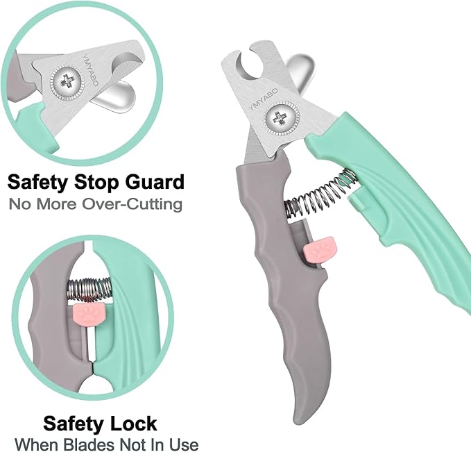 Dog Nail Clipper,Pet Nail Trimmers Safety Guard to Aviod Over Cutting,Puppy Cat Claw Trimmer,with Free Dog Comb &amp; Nail File, Sharp Grooming Clipper, Great for Thick Toenail, Green