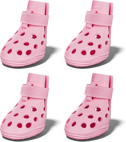 Dog Shoes for Hot Pavement, Breathable Dog Boots Paw Protectors with Adjustable Straps &amp; Non-Slip Sole, Easy On &amp; Off, Waterproof, Easy-Cleaning (Pink, S)