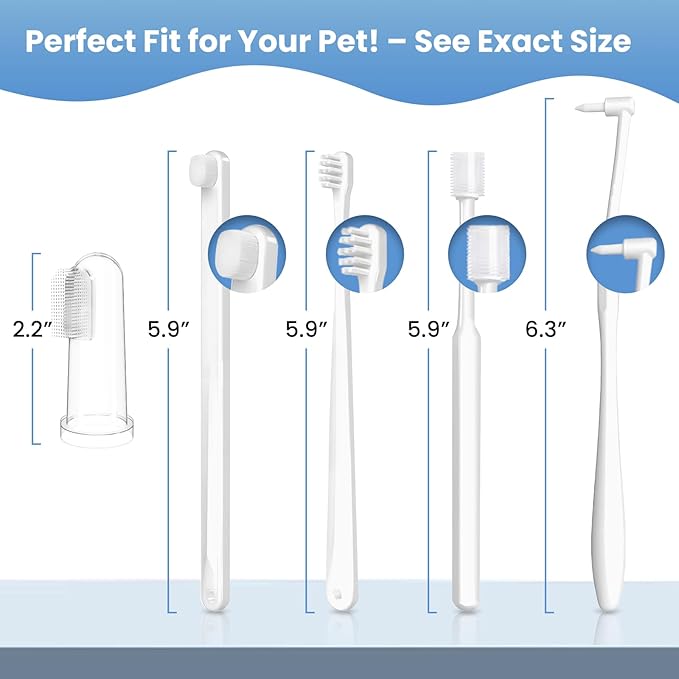 Dog Toothbrush Kit for Small Dogs - Puppy Tooth Brushing Kit with Finger Toothbrush &amp; Soft Bristles, Dental Care Teeth Cleaning Set for Dogs and Cats