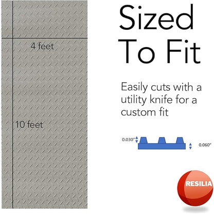 RESILIA Heavy Duty Garage Floor Runner &amp; Protector Mat - Slip Resistant Diamond Plate PVC Mats - Water, Spill, &amp; Stain Resistant, Sandstone (4 feet x 10 feet)