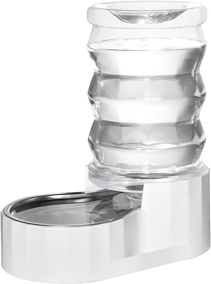 RIZZARI Automatic 7L Pet Waterer,Gravity Stainless Steel Water Dispenser, 100% BPA-Free, Large Capacity Water Feeder for Cats and Medium and Large-Sized Dogs (White,7L)