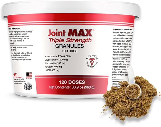 TS Joint Supplement Vet Formulated Pain &amp; Inflammation Relief Treats Hip Dysplasia &amp; Arthritis, Glucosamine, Chondroitin, Turmeric, MSM, HA, Creatine, Omega 3 EPA + DHA. Granules 120 Doses