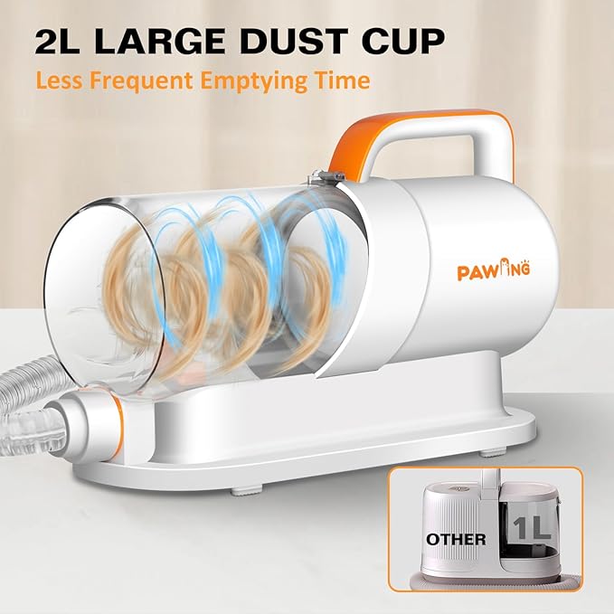 Pet Grooming Kit with Vacuum, All-in-1 Professional Deshedding Tools for Dogs &amp; Cats - Low Noise Dogs Vacuum Cleaner with 2L Large Capacity Dust Cup for Shedding Pet Hair