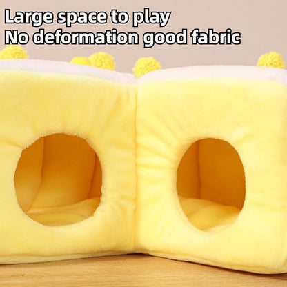 Cozy Cake Hamster House - Soft Plush Hideout &amp; Tunnel Bed for Guinea Pigs, Syrian Hamsters, and Small Animals - Adorable, Warm &amp; Washable Hideaway for All Seasons, Perfect Cage Accessory