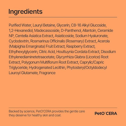 PetO’Cera Waterless Shampoo for Dogs &amp; Cats–No Rinse Foam, Lick-Safe, Itch Relief, Detangles &amp; Moisturizes, Hypoallergenic, Vet-Approved, 5.07oz/150ml