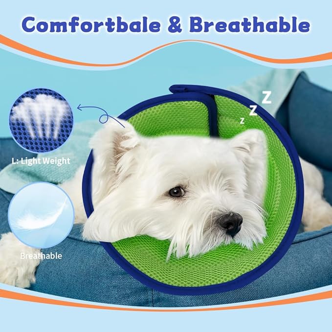 Soft Dog Cone Collar After Surgery Alternative for Dogs to Stop Licking, Comfy Collars for Large/Medium/Small Pet, Adjustable Elizabethan Neuter Recovery E Cones of Shame Neck &amp; Head Ecollars