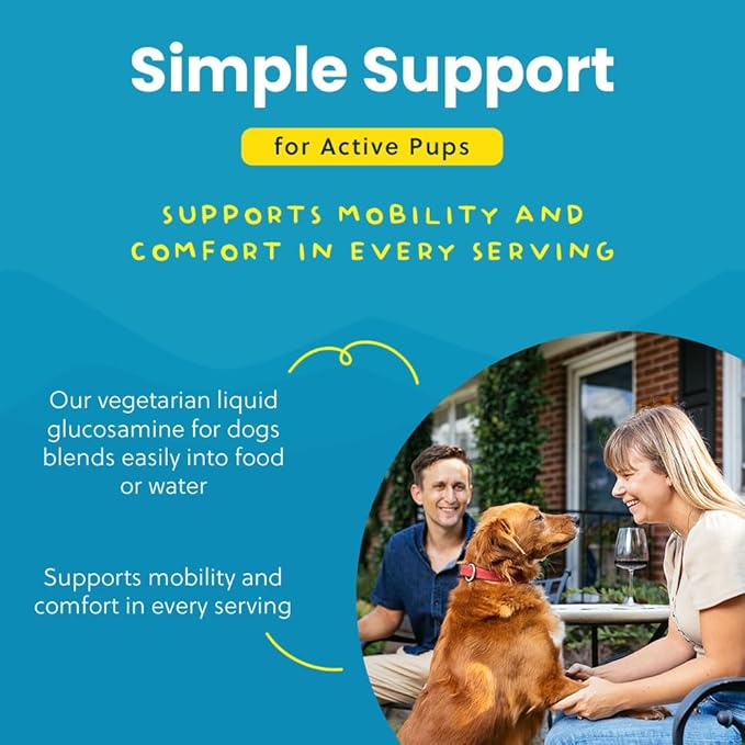 Plant-Based Liquid Glucosamine for Dogs, 1600mg Joint Support with Chondroitin, MSM &amp; Omega 3-6-9, Shellfish-Free Dog Arthritis Supplement for Mobility &amp; Flexibility, Made in USA, 16 oz