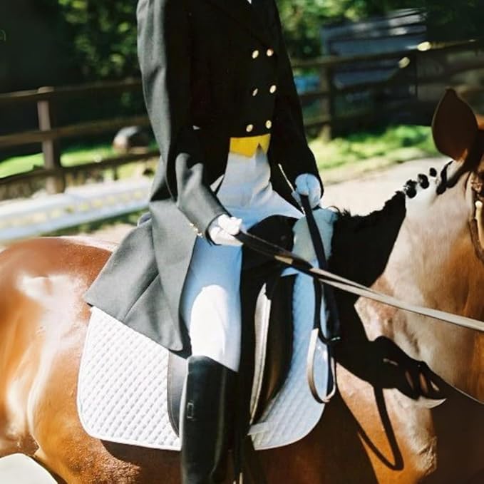Woolous Dressage Saddle Pad, English Saddle Pad with Sheepskin Trim, Lambskin Wool Fleece Lining, Square Saddle Pad for Equestrian Riding, Comfortable &amp; Shock Absorbing