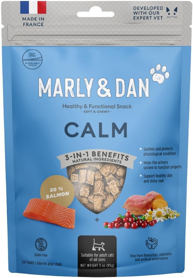 Marly &amp; Dan Healthy &amp; Functional Salmon Treats for Cats, Purrfectly Tasty Calm Recipe