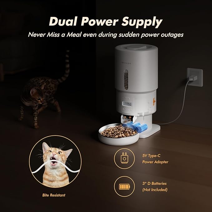 Automatic Cat Feeder - 5L Anti-Clog Cat Food Dispenser with Freshness Preservation, 1-6 Meals/Day, Programmable Portions, 10s Voice, 180-Day Battery Life, Auto Pet Feeder for Multi Cats &amp; Dogs