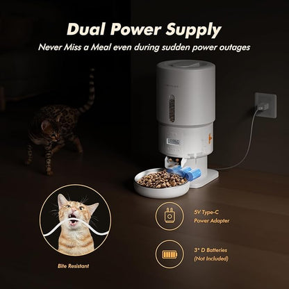 Automatic Cat Feeder - 5L Anti-Clog Cat Food Dispenser with Freshness Preservation, 1-6 Meals/Day, Programmable Portions, 10s Voice, 180-Day Battery Life, Auto Pet Feeder for Multi Cats &amp; Dogs