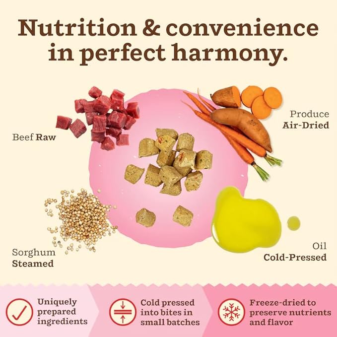 Primal Kibble in The Raw, Freeze Dried Cat Food, Beef, Scoop &amp; Serve, Made with Raw Protein, Whole Ingredient Nutrition, Crafted in The USA, Dry Cat Food, 24 Ounce (1.5 lb) Bag