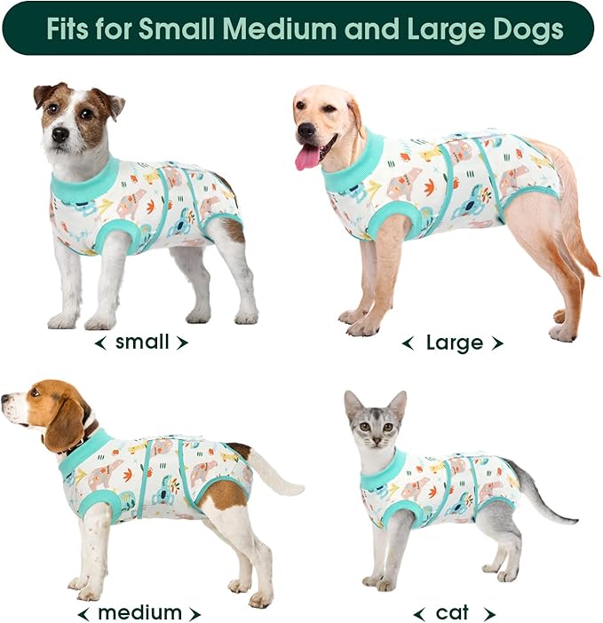 Kuoser Recovery Suit for Dogs Cats After Surgery, Professional Pet Recovery Shirt Dog Abdominal Wounds Bandages, Substitute E-Collar &amp; Cone,Prevent Licking Dog Onesies Pet Surgery Recovery Suit