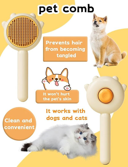 Pet Grooming Brush - Cat &amp; Dog Fur Remover, Massage Brush for Long &amp; Short Hair Pets, Removes Loose Fur &amp; Hair (Green)