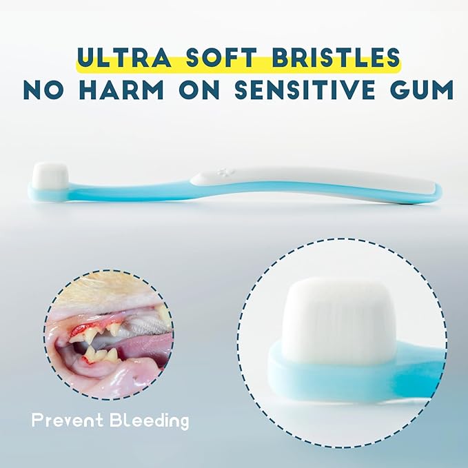 Small Dog Toothbrush, Cat &amp; Puppy Tooth Brushing Kit, Ultra Soft &amp; Mini Head Teeth Brush for Kitten &amp; Tiny Pet, Doggy Toothbrushes Deep Dental Cleaning, 2 PCS - Pink Color